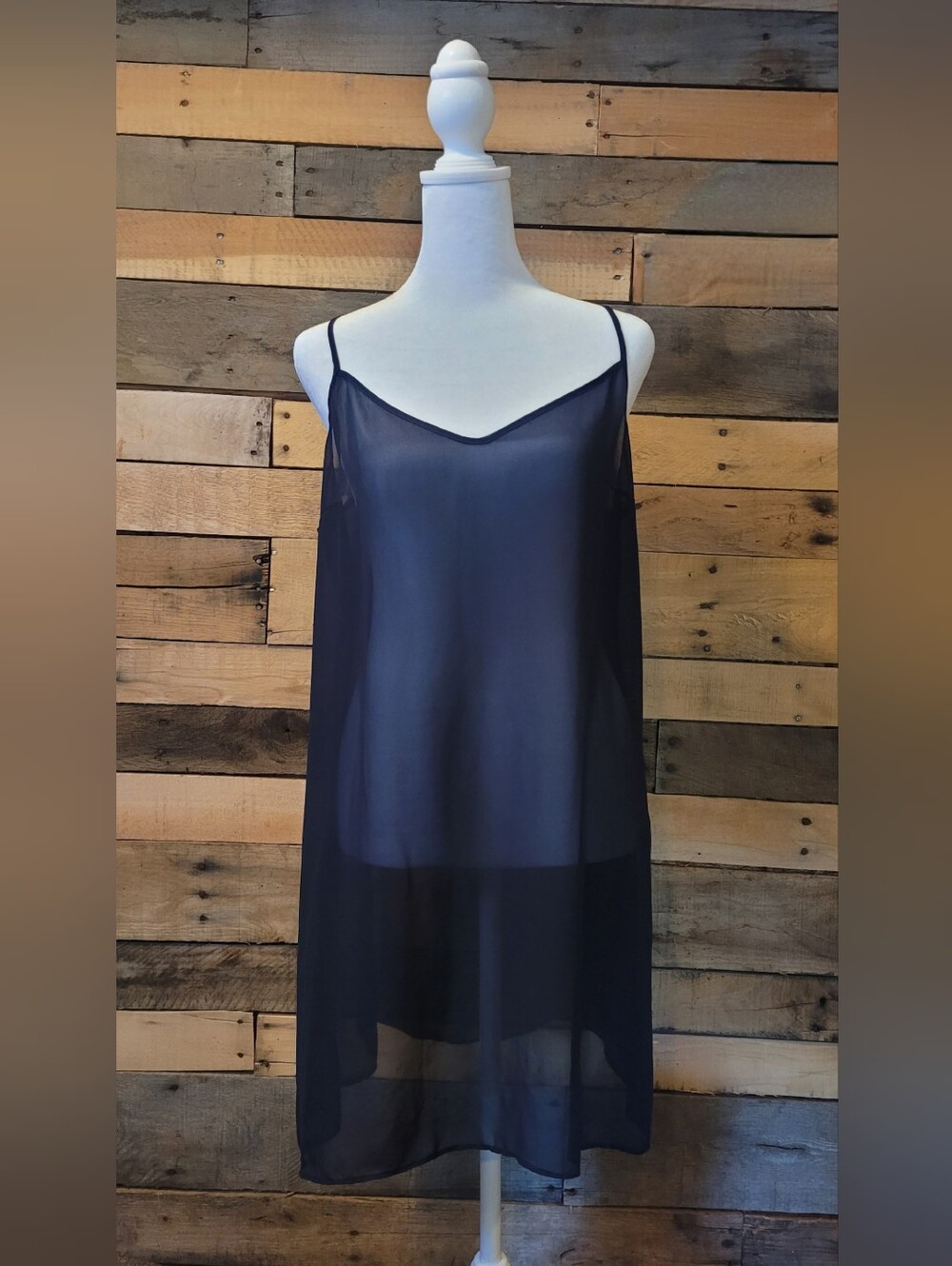 Tory Burch Sheer Navy Slip Dres Size 14 NWOT